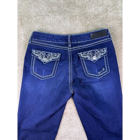 Seven7 Denim - Seven 7 Boot Cut Jeans Embellished Flap Pockets Mid Rise Womens Size 10 C865
